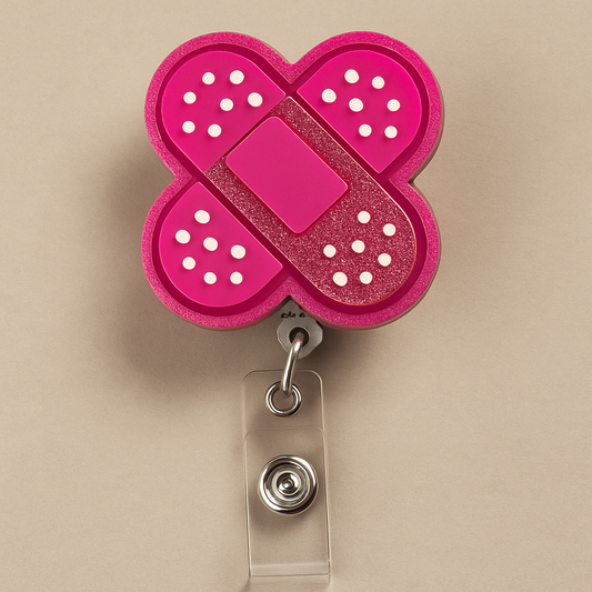 Pretty in Pink Bandage Badge Reel"
