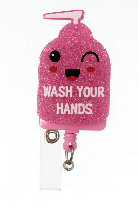 Wash Your Hands Glitter Badge Reel