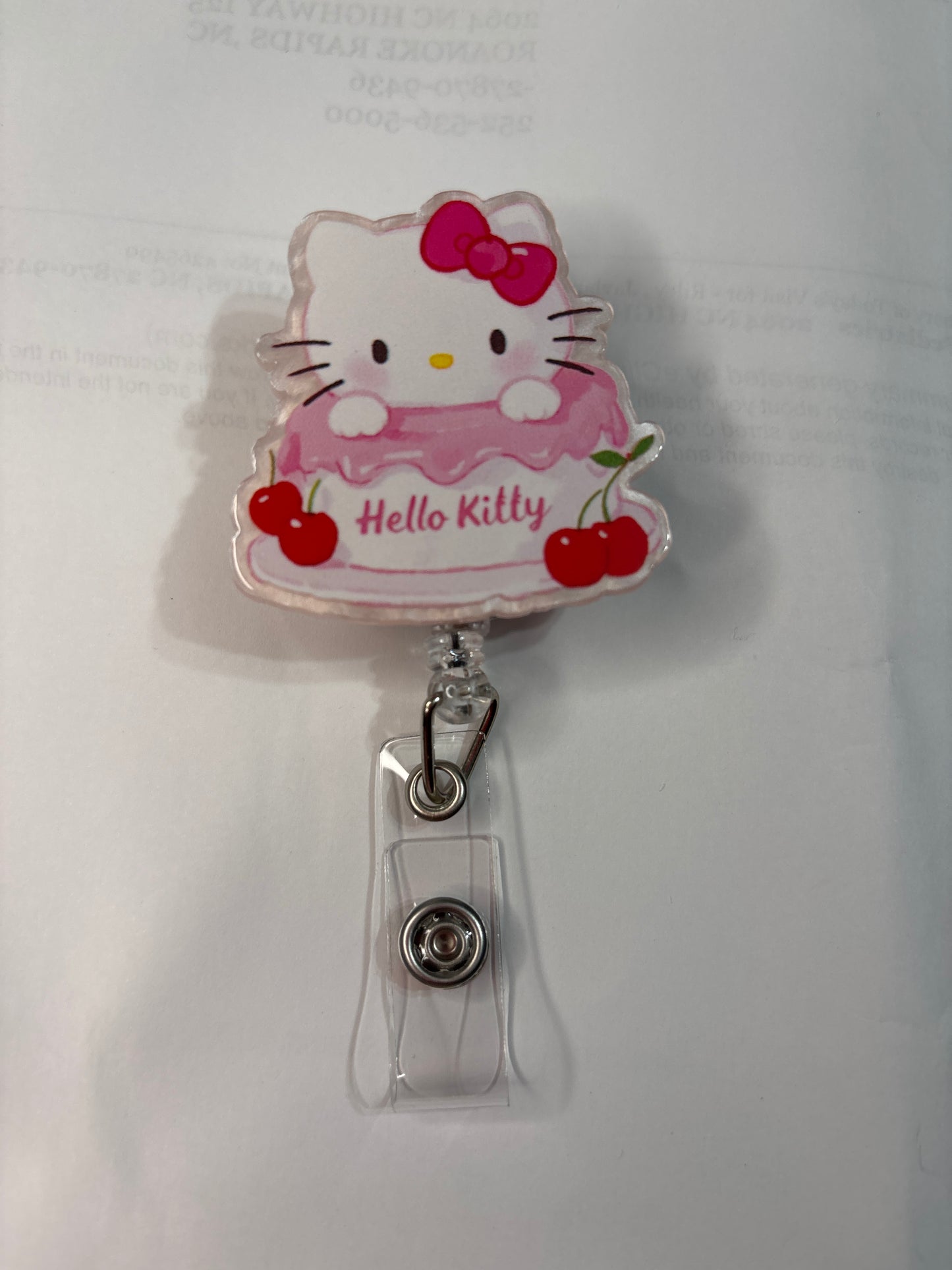 Hello Kitty Cherry Cake Badge Reel