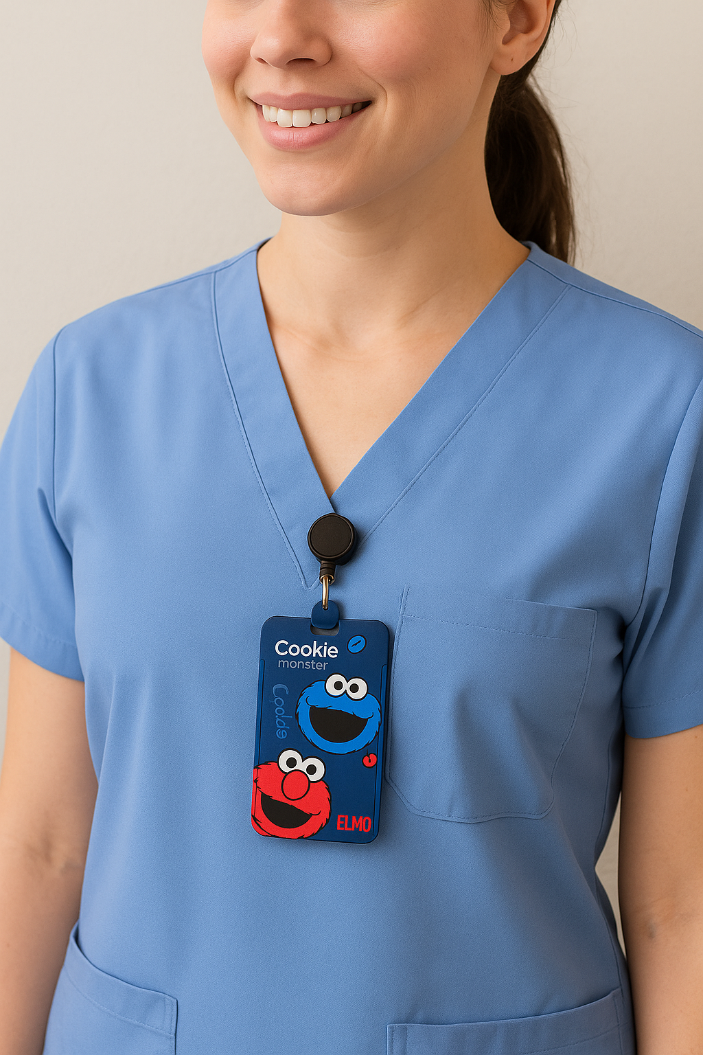 Cookie Monster & Elmo Blue ID Badge/ Luggage Holder