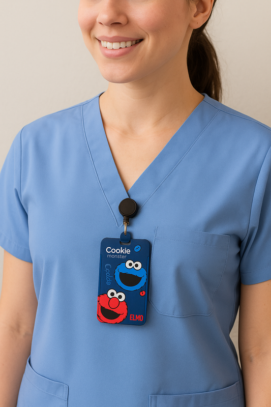 Cookie Monster & Elmo Blue ID Badge/ Luggage Holder
