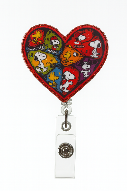 Snoopy & Woodstock Heart Badge Reel